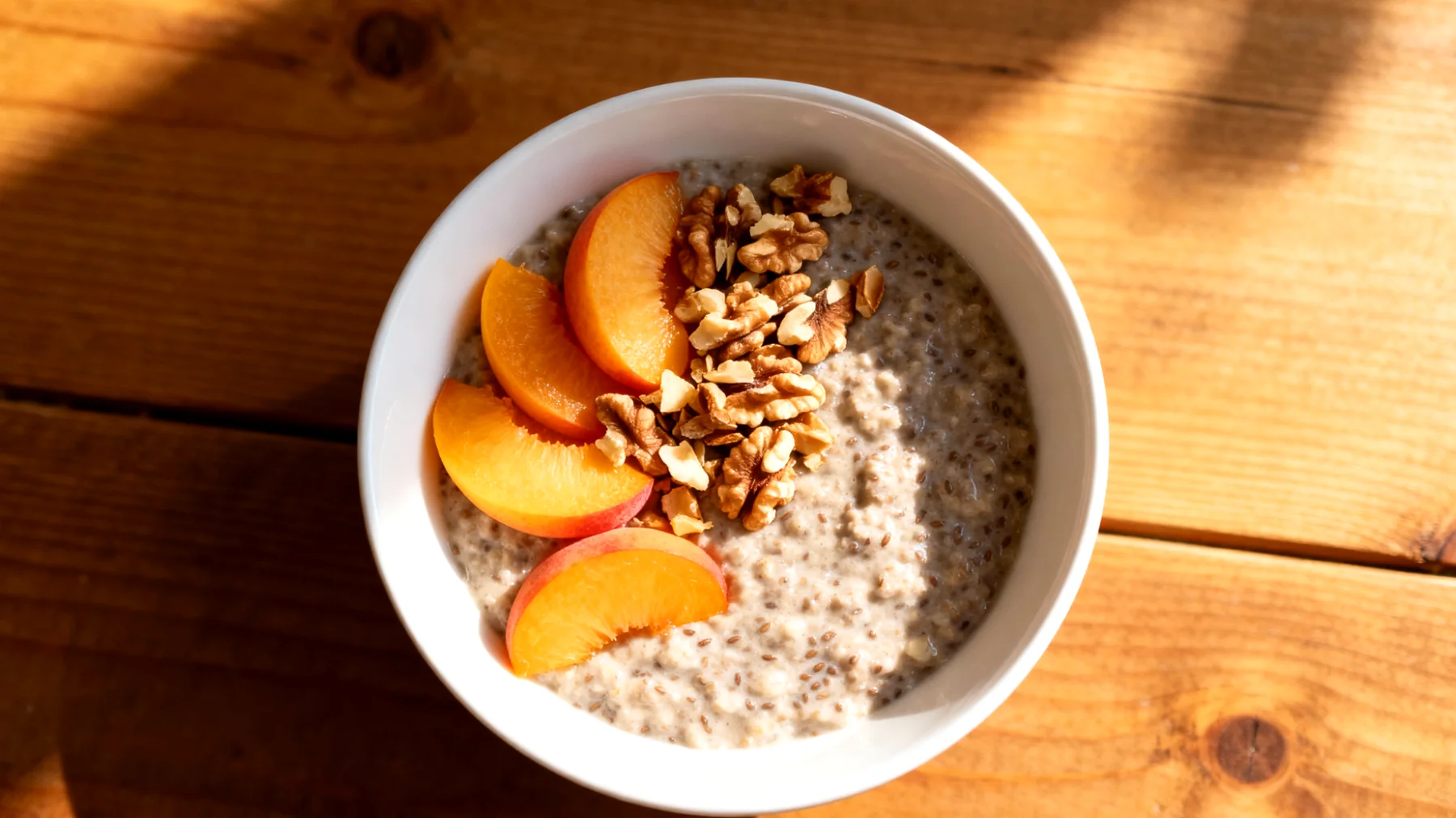 Leinsamen-Porridge mit Walnüssen und Aprikosen"